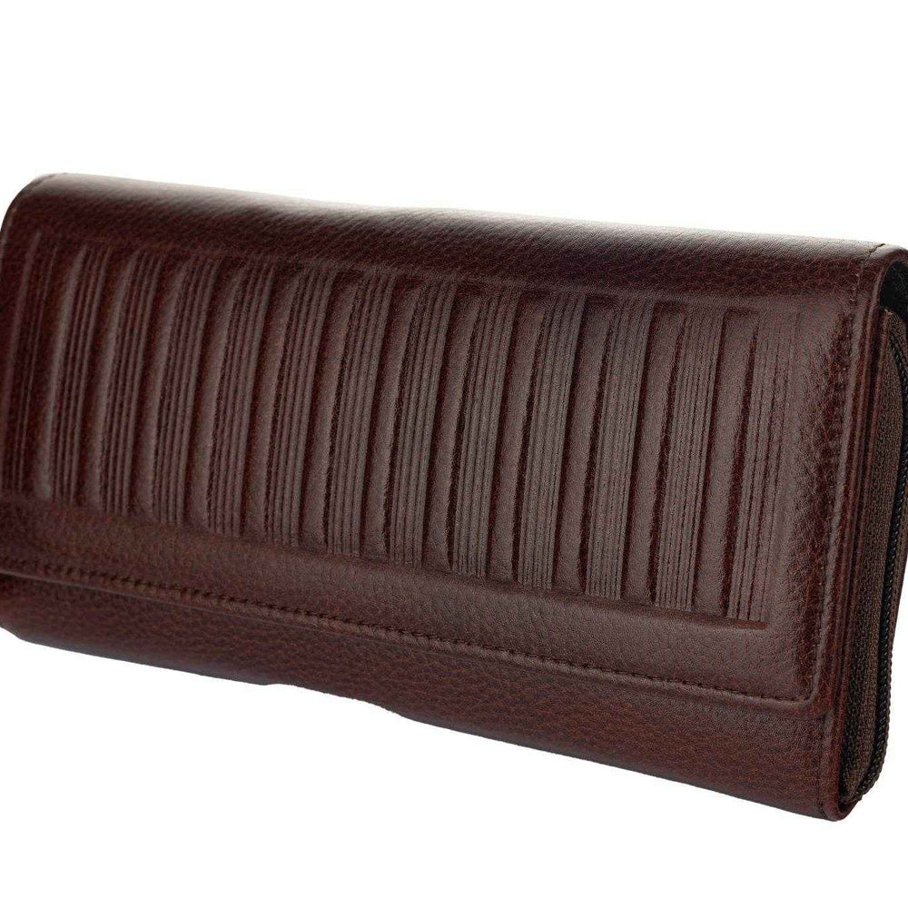 Handcrafted Leather Clutch For Women - Brown 4 Compartment Bag 7.5x4 Inches, Genuine Leather - Lookandadorn.com