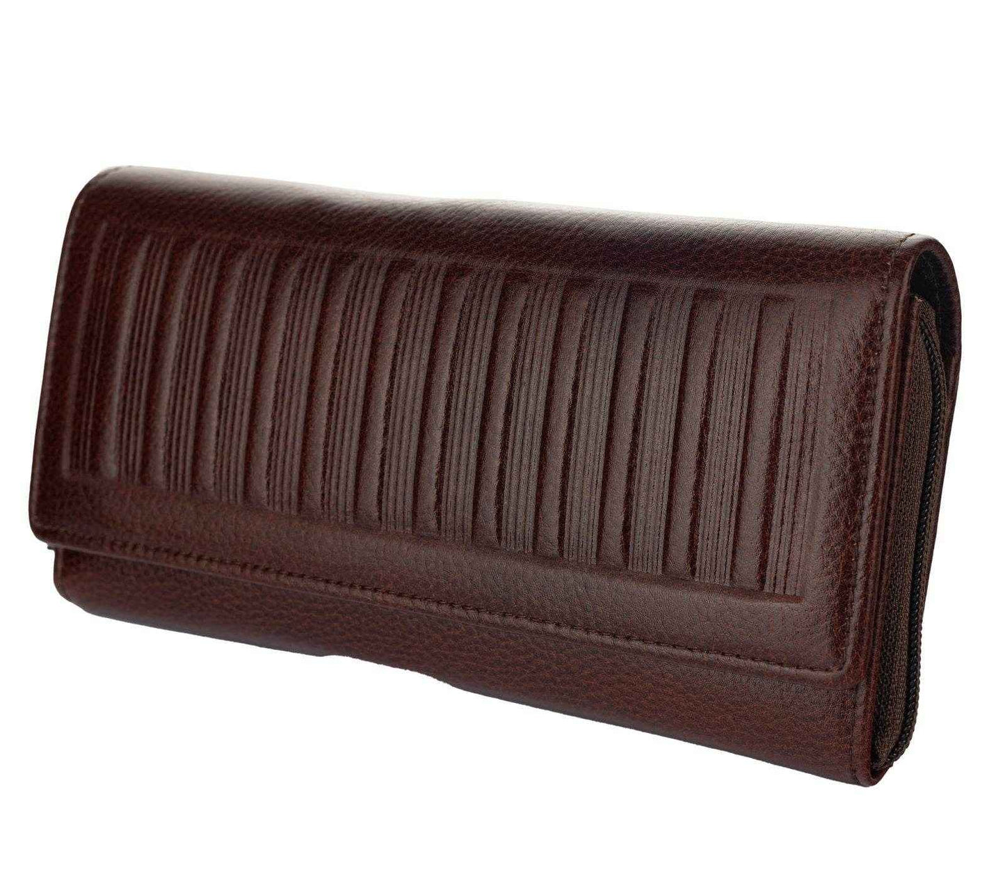 Handcrafted Leather Clutch For Women - Brown 4 Compartment Bag 7.5x4 Inches, Genuine Leather - Lookandadorn.com