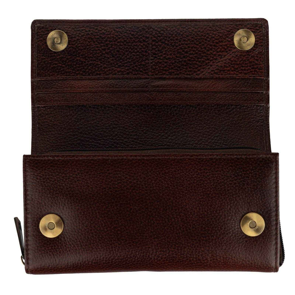 Handcrafted Leather Clutch For Women - Brown 4 Compartment Bag 7.5x4 Inches, Genuine Leather - Lookandadorn.com