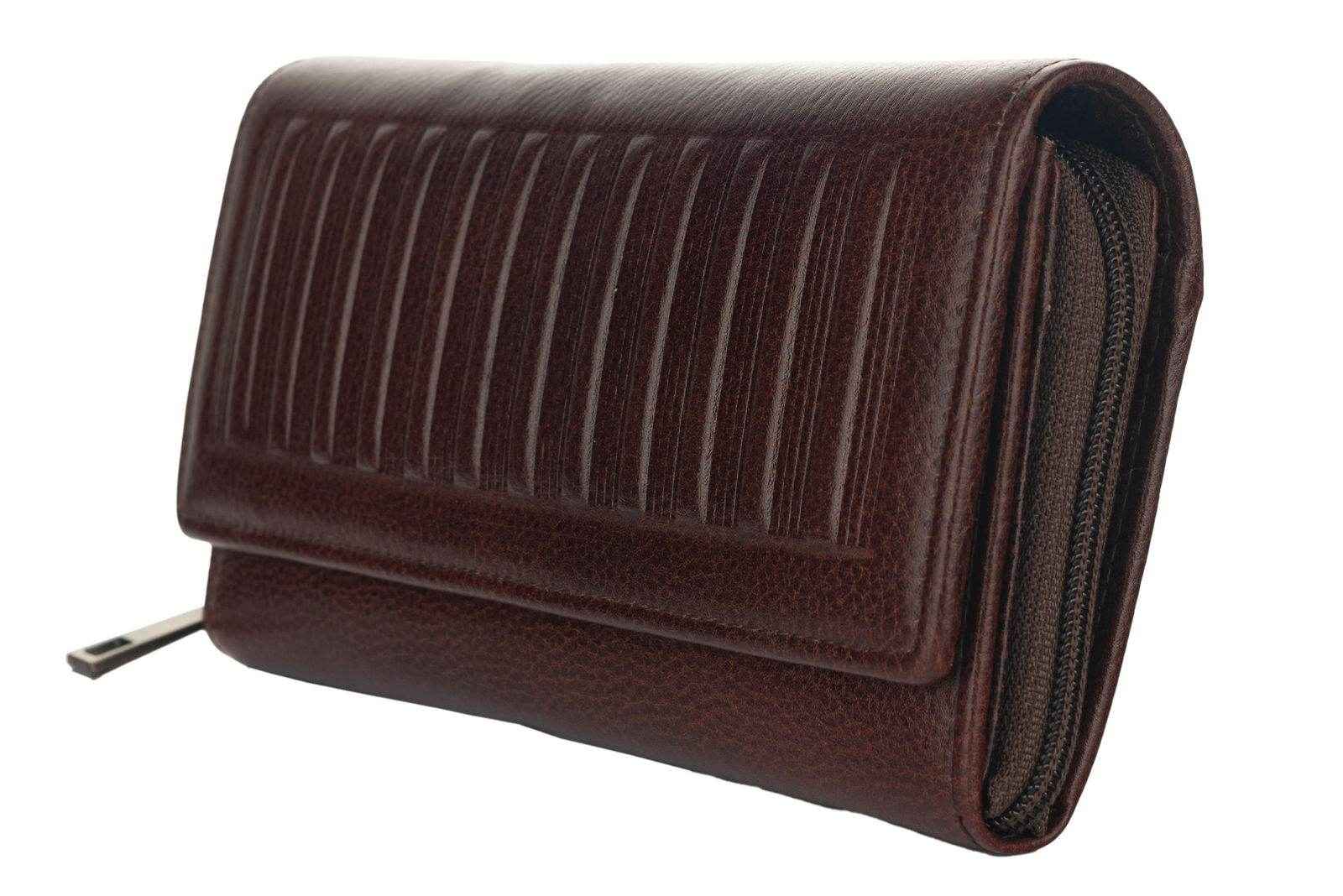 Handcrafted Leather Clutch For Women - Brown 4 Compartment Bag 7.5x4 Inches, Genuine Leather - Lookandadorn.com