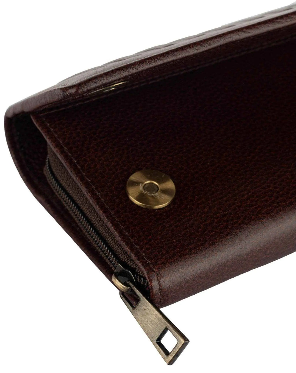 Handcrafted Leather Clutch For Women - Brown 4 Compartment Bag 7.5x4 Inches, Genuine Leather - Lookandadorn.com