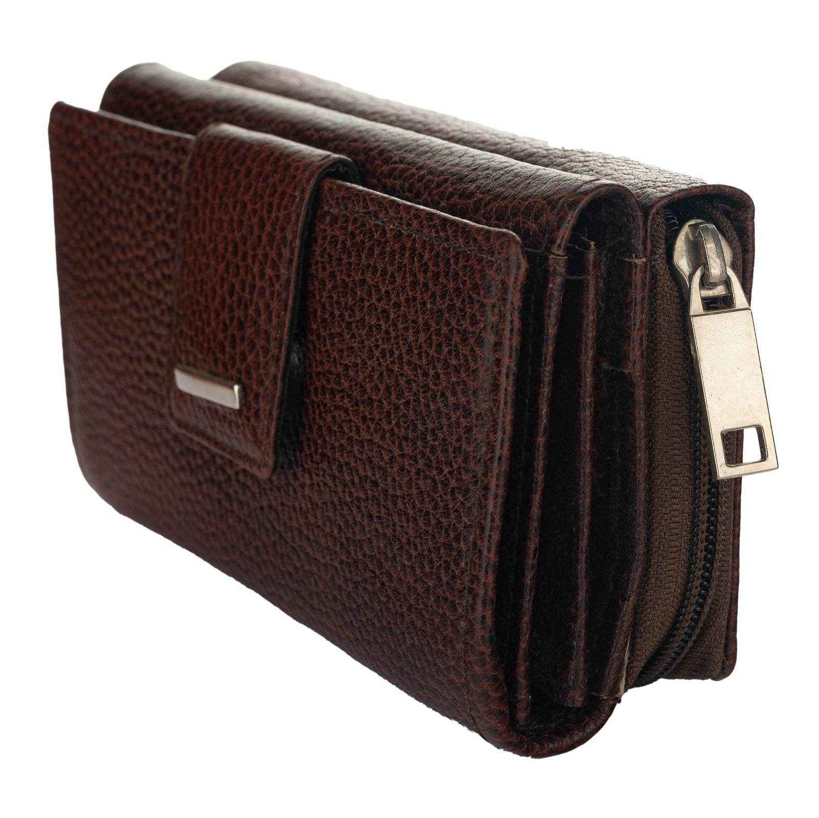 Handcrafted Genuine Leather Wallet For Women - Brown Double Flip Clutch With 6 Compartments - Lookandadorn.com