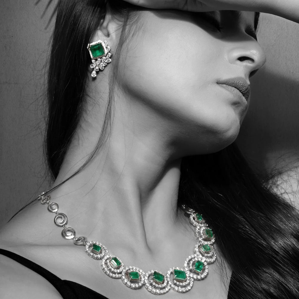 Silver Necklace and Earring Set