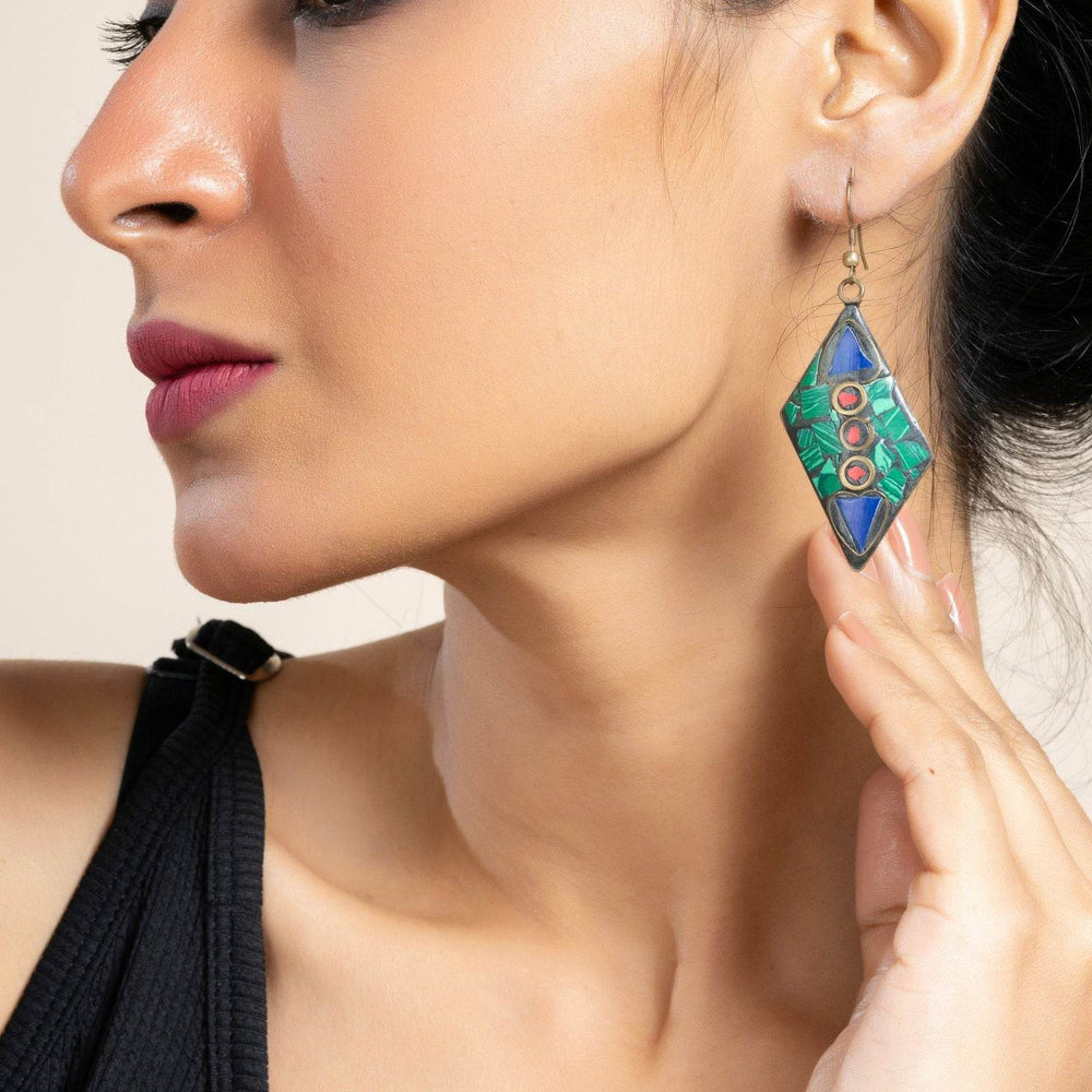 Vibrant Red, Blue, and Green Tibetan Earrings for Elegant Style and Gifting - Lookandadorn.com