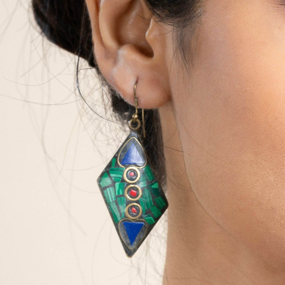 Vibrant Red, Blue, and Green Tibetan Earrings for Elegant Style and Gifting - Lookandadorn.com