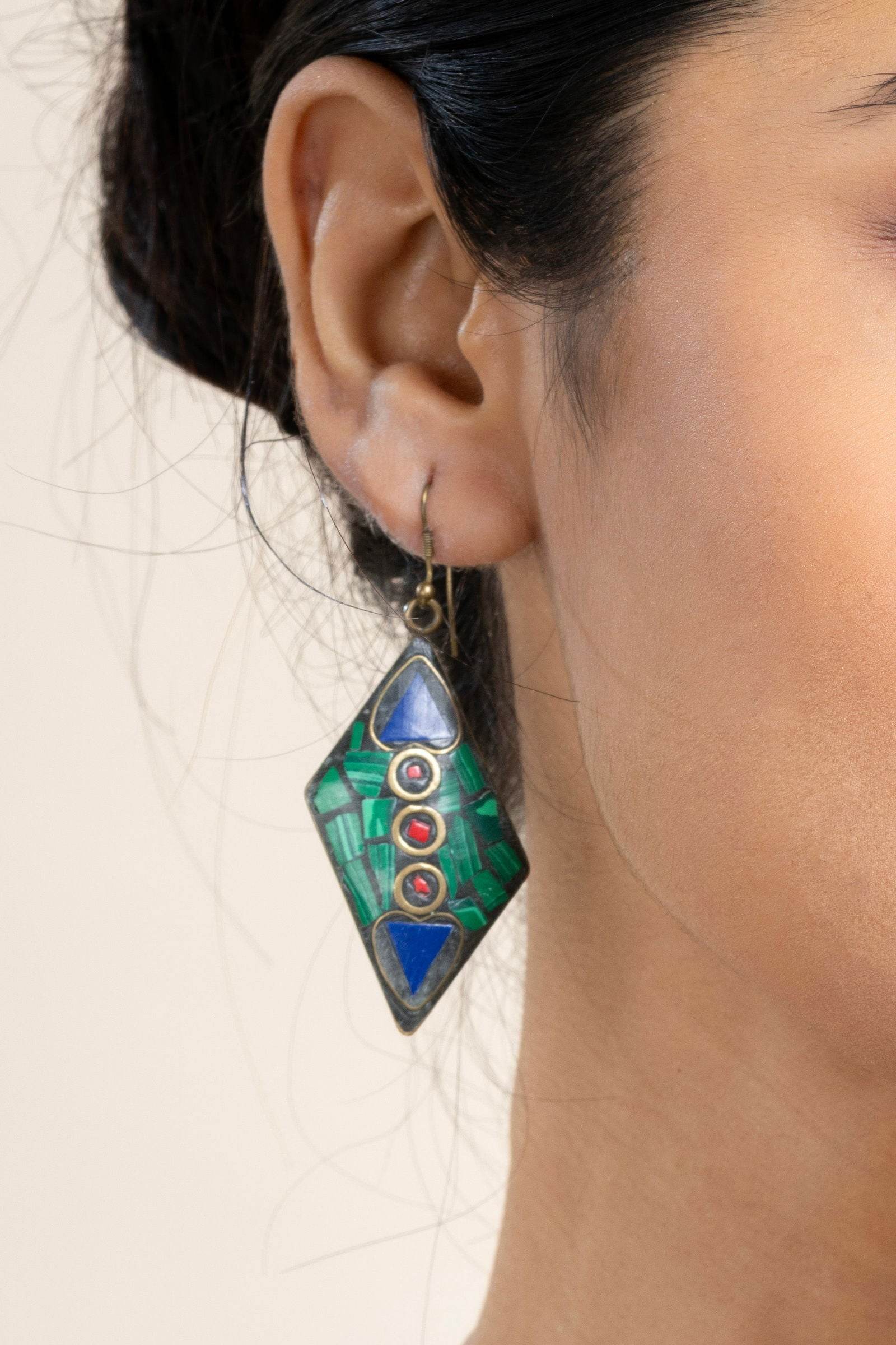 Vibrant Red, Blue, and Green Tibetan Earrings for Elegant Style and Gifting - Lookandadorn.com