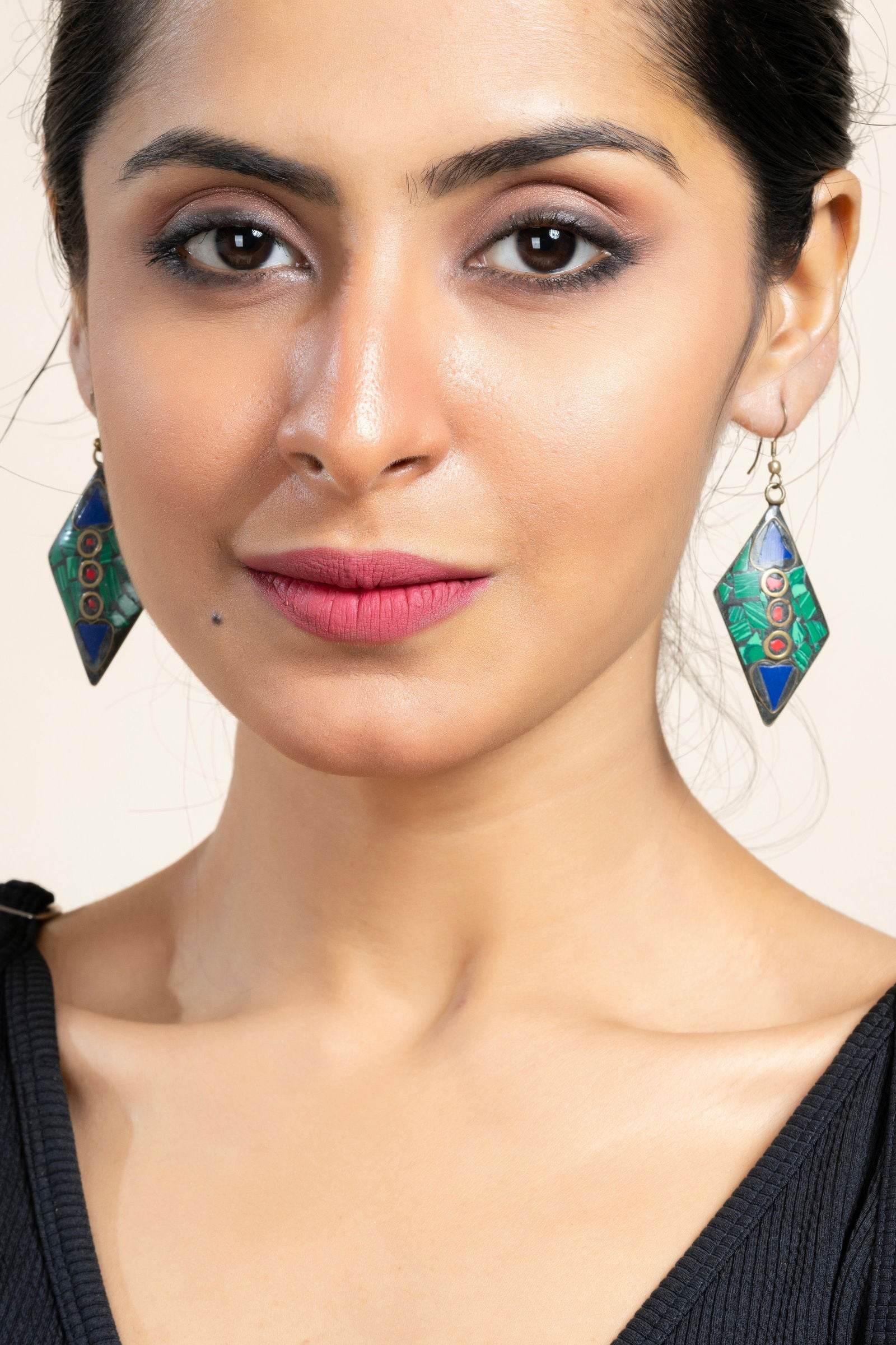 Vibrant Red, Blue, and Green Tibetan Earrings for Elegant Style and Gifting - Lookandadorn.com