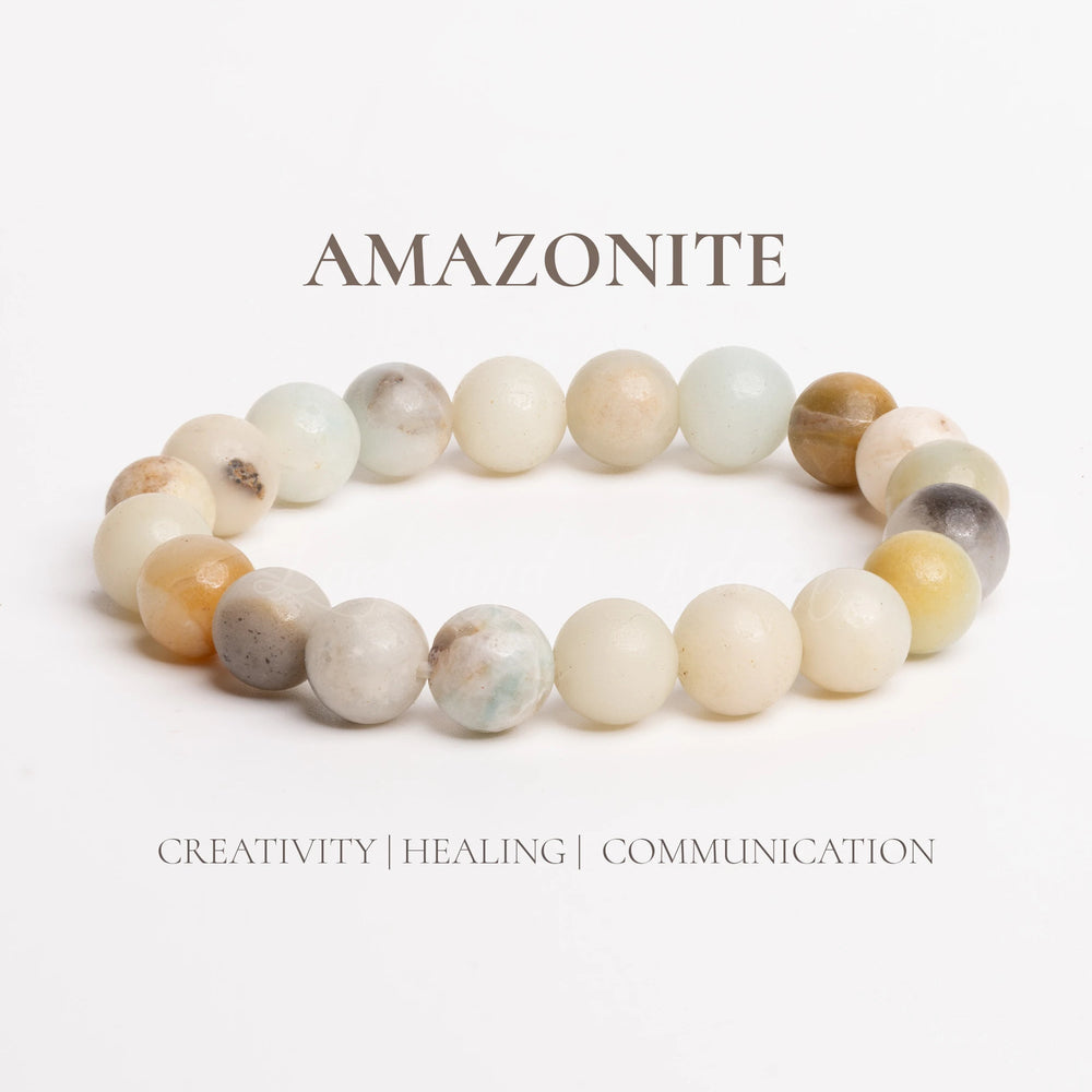 Amazonite bracelet featuring smooth beads in soft earthy tones for creativity and healing