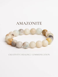Amazonite bracelet featuring smooth beads in soft earthy tones for creativity and healing