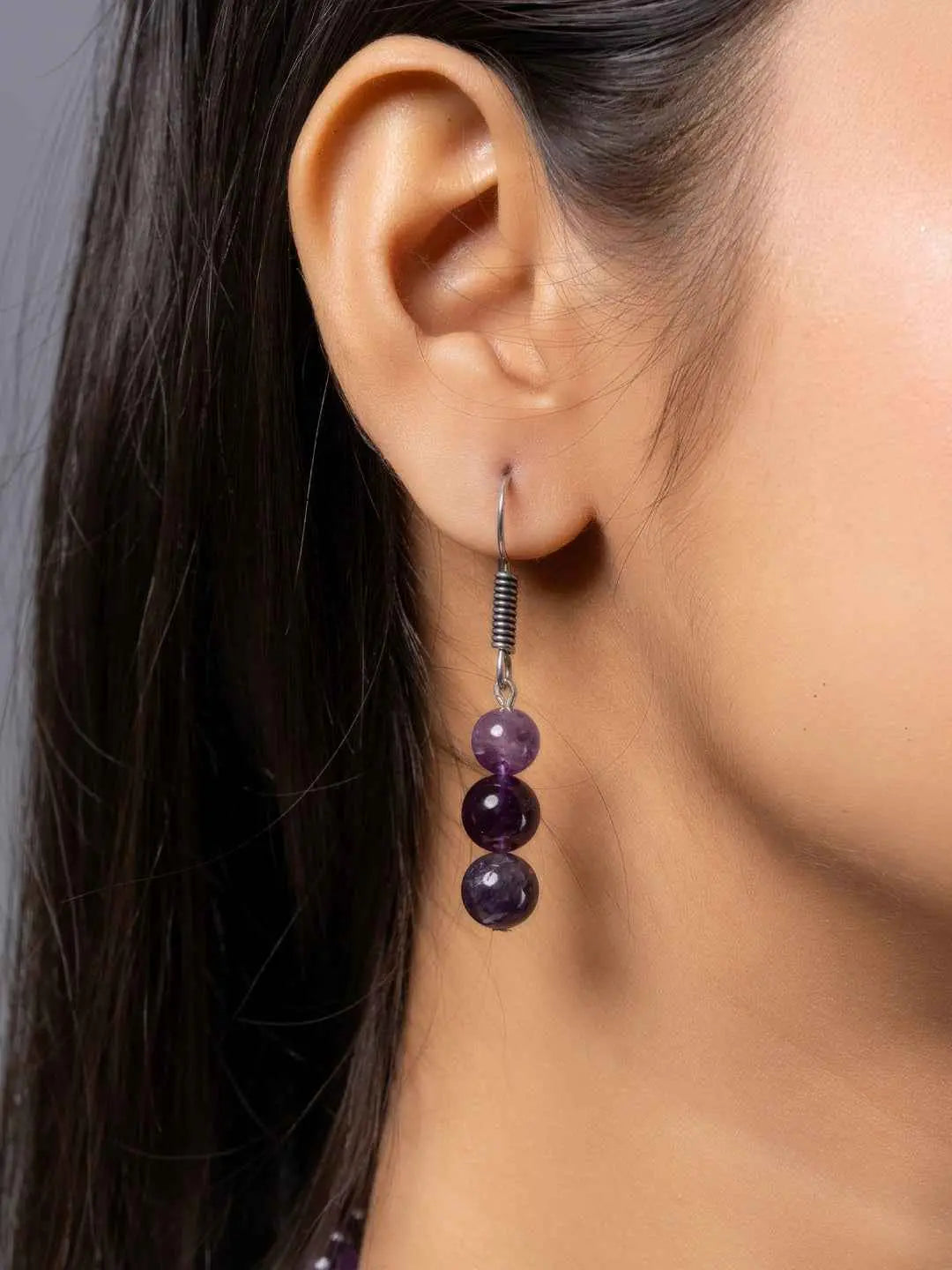 Elegant amethyst necklace set featuring purple beads and handmade detailing, perfect for any occasion