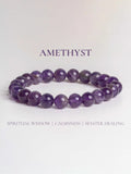 Amethyst stone bracelet with purple beads promoting spiritual wisdom and calmness