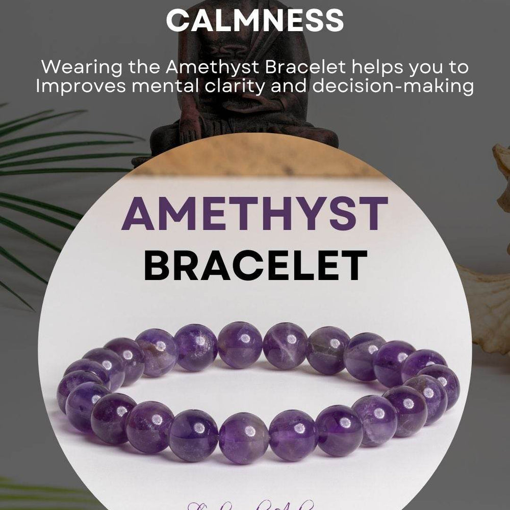 Handmade Amethyst Stone Bracelet for Focus Stress Healing and Mental Clarity - Lookandadorn.com