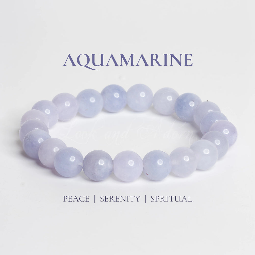 Aquamarine bracelet from LOOK AND ADORN featuring calming stones for peace and serenity