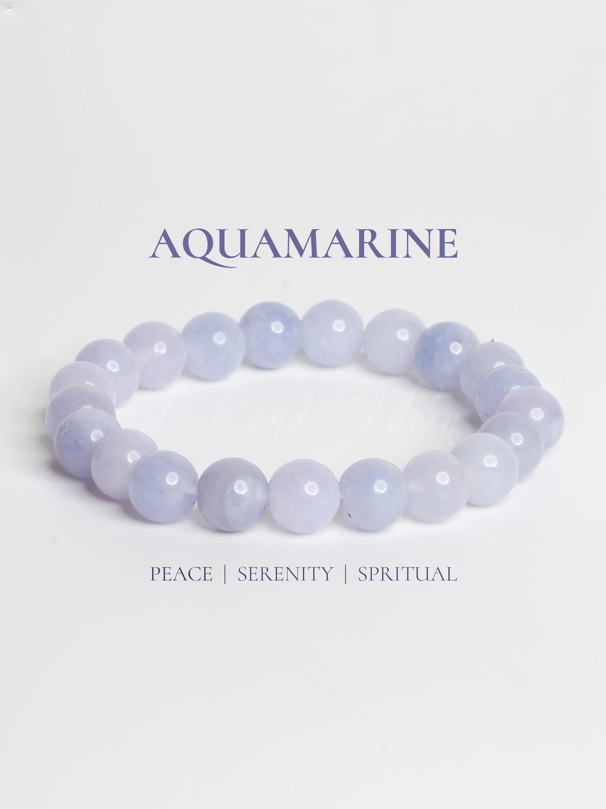 Aquamarine bracelet from LOOK AND ADORN featuring calming stones for peace and serenity