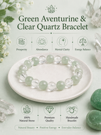 Green Aventurine Clear Quartz Bracelet LOOK AND ADORN - designed for you