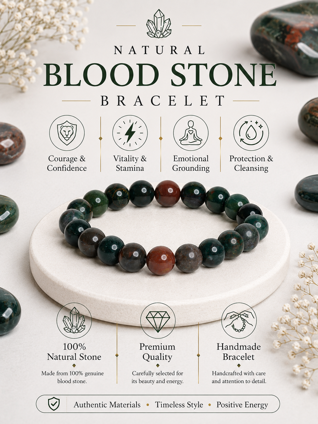 Blood Stone Bracelet LOOK AND ADORN - designed for you