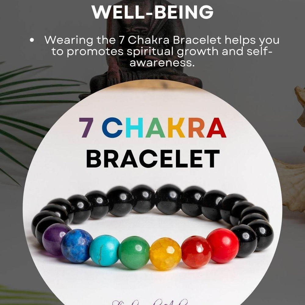 7 chakra bracelet crafted from colorful gemstones to enhance spiritual growth and well-being
