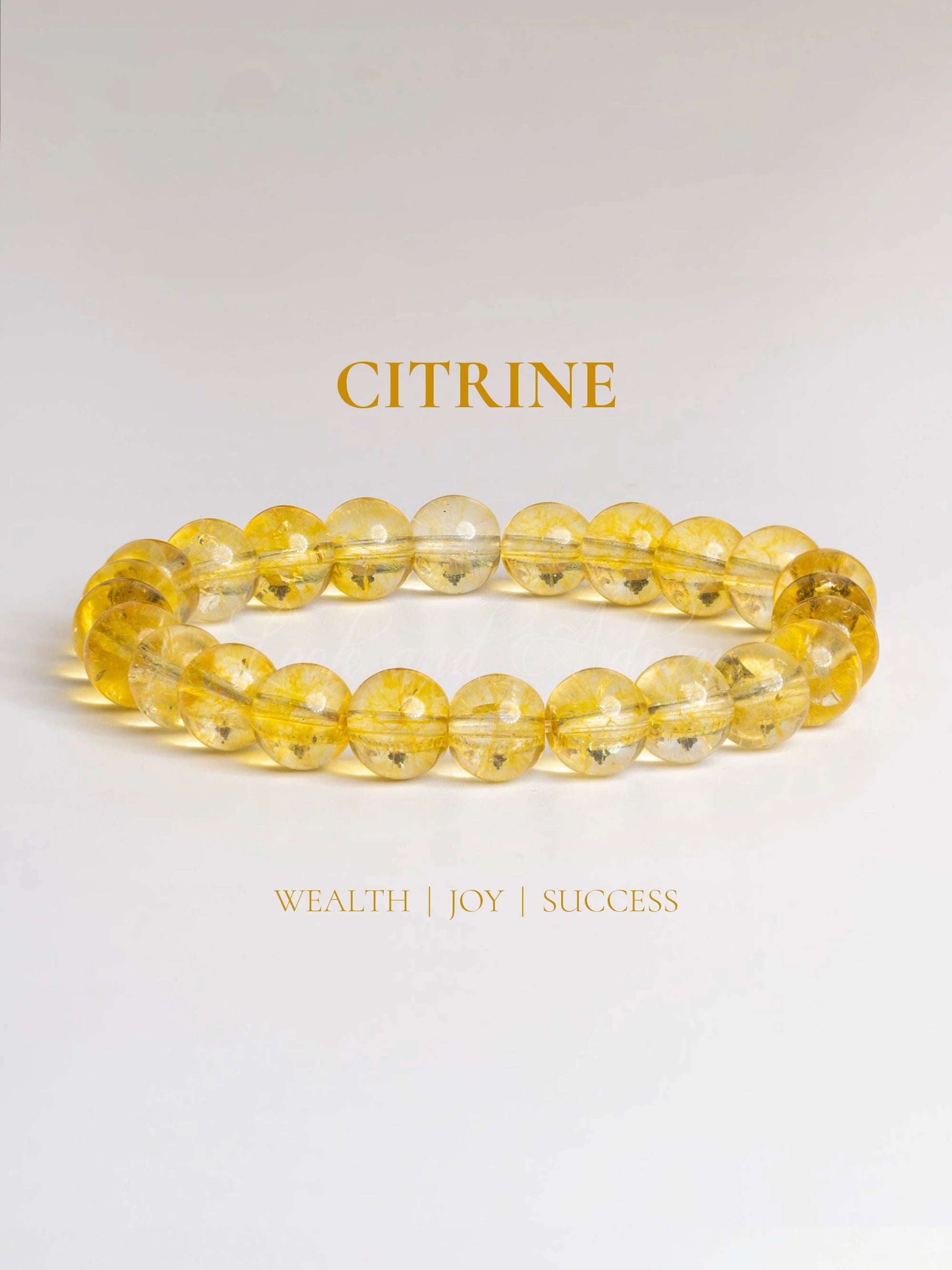 Citrine bracelet made of round gemstones promoting wealth, joy, and success in stylish jewelry