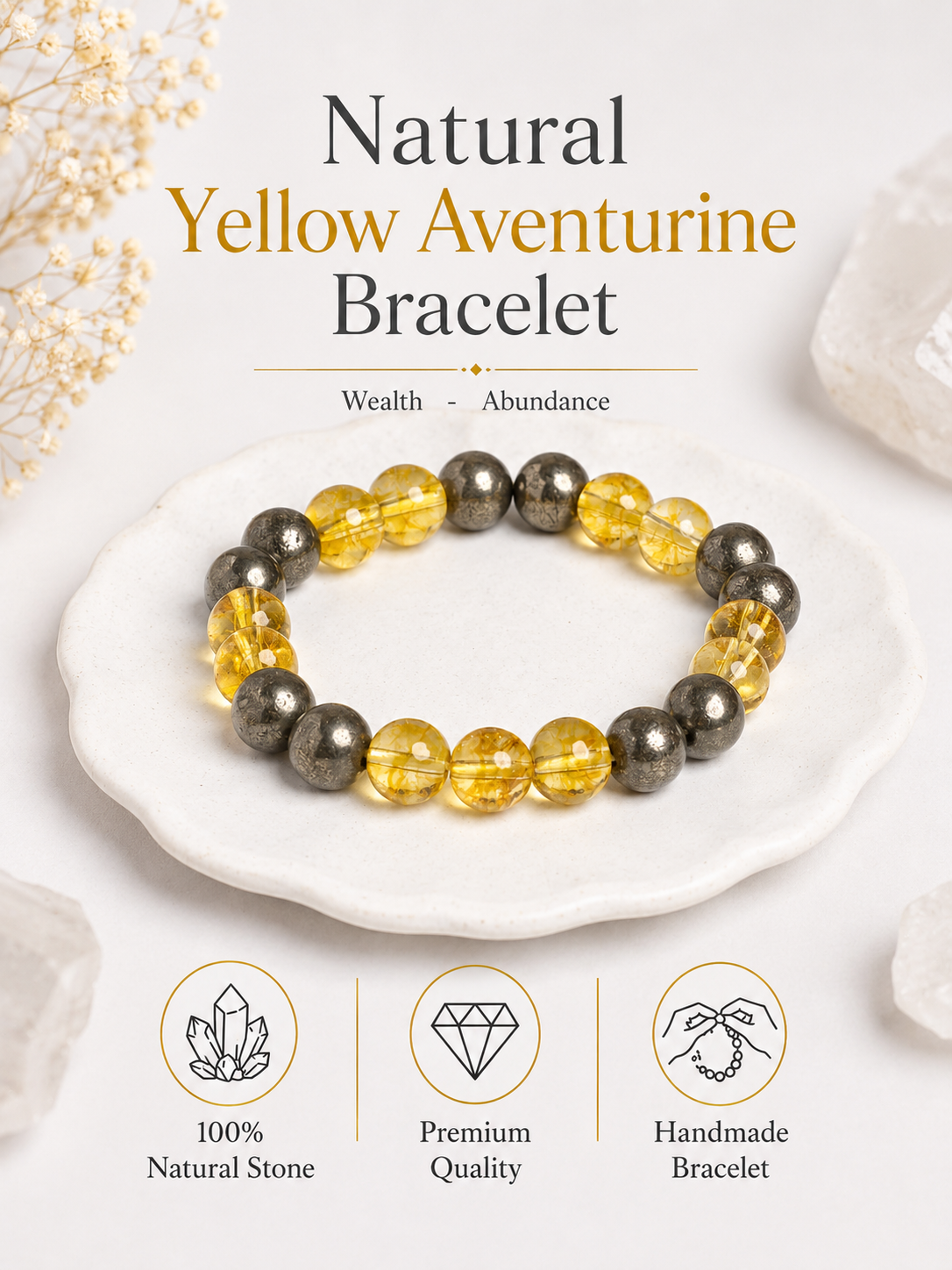 Natural Pyrite Citrine Bracelet LOOK AND ADORN - designed for you