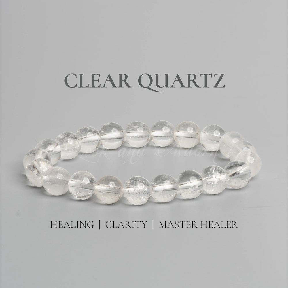 Elegant clear quartz bracelet for healing and clarity, ideal for daily wear and spiritual practices