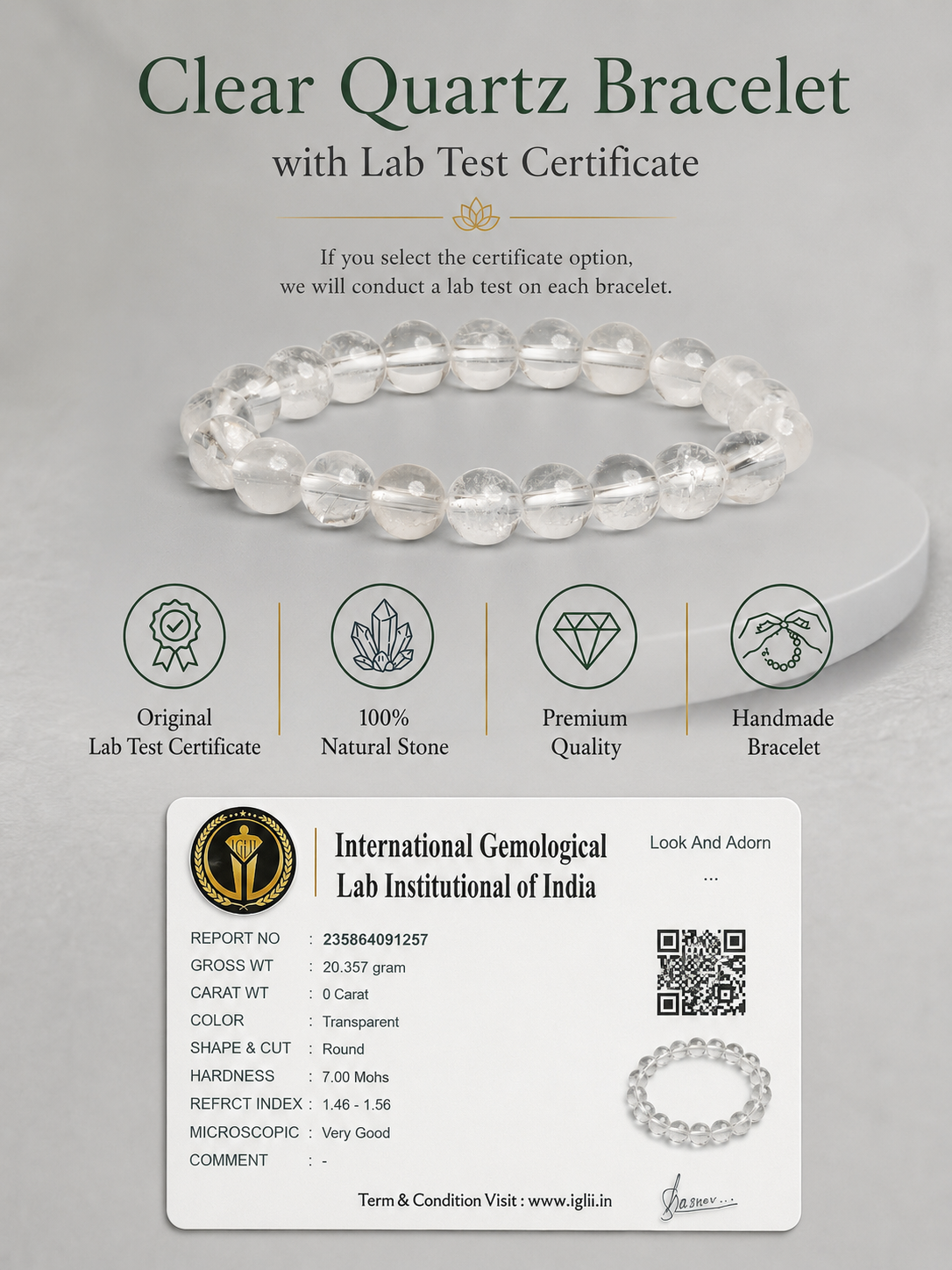 Clear Quartz Bracelet LOOK AND ADORN - designed for you