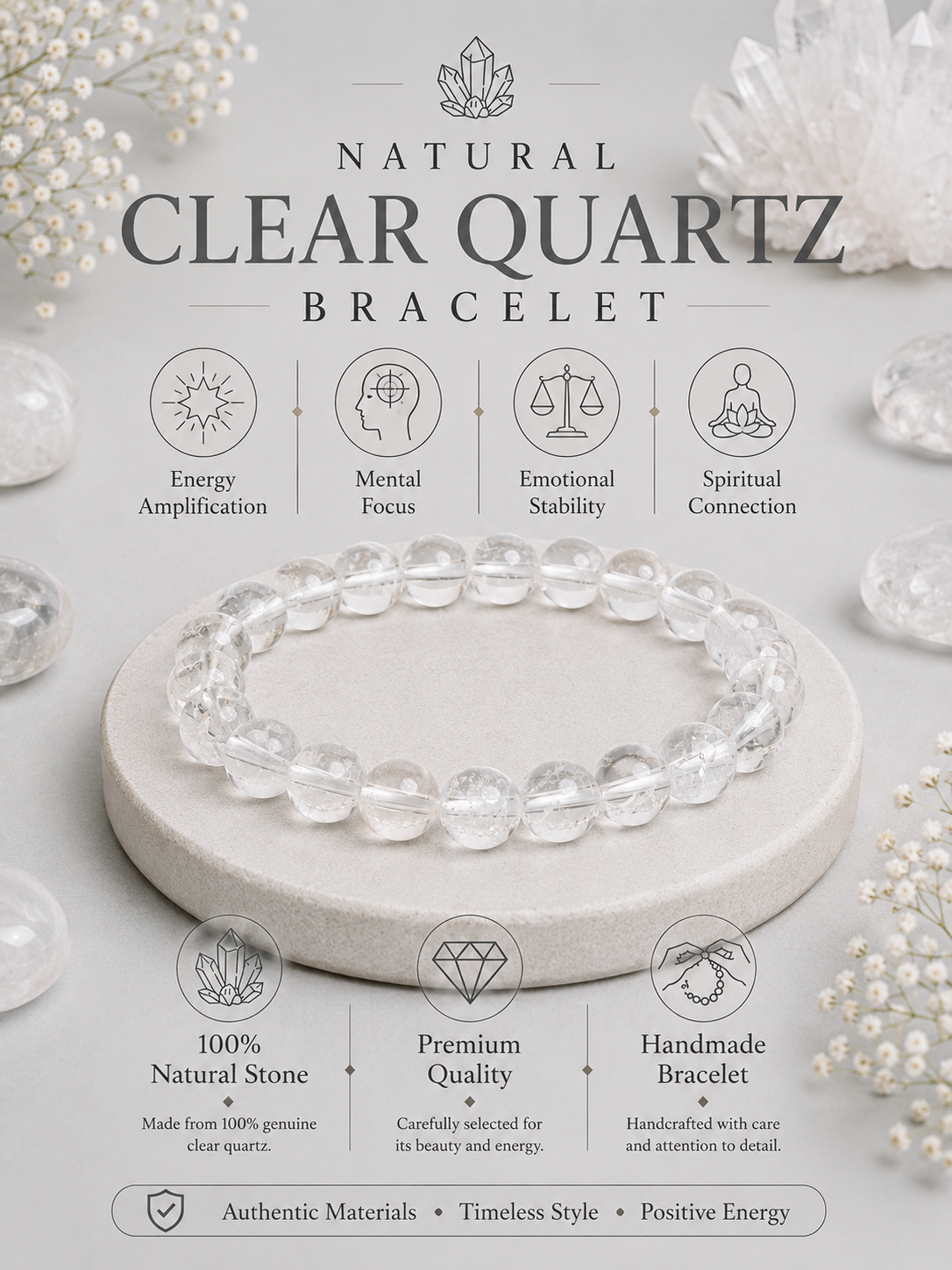 Clear Quartz Bracelet LOOK AND ADORN - designed for you