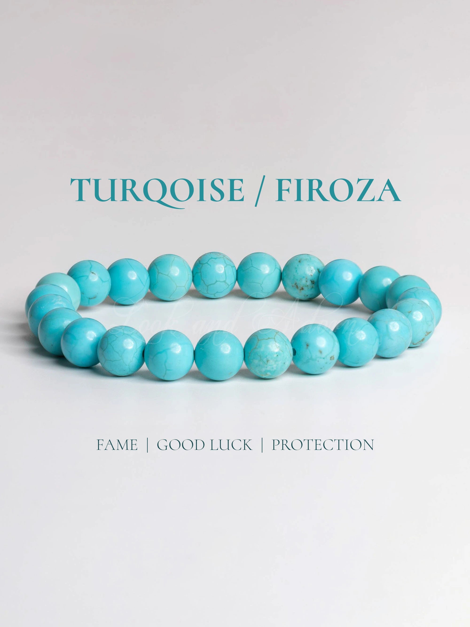 Turquoise firoza stone bracelet with polished beads for good luck and protection