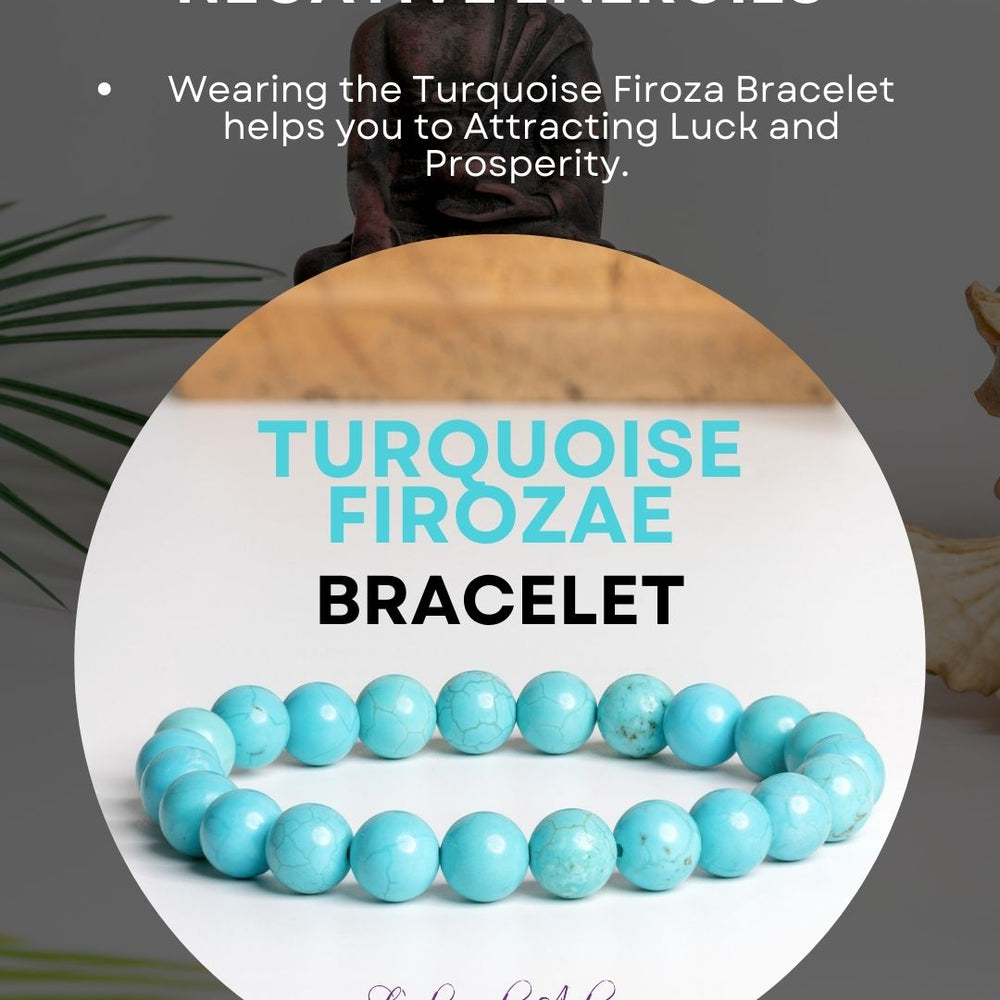 Handmade Original Turquoise Firoza Stone Bracelet for Luck & Prosperity - Lookandadorn.com