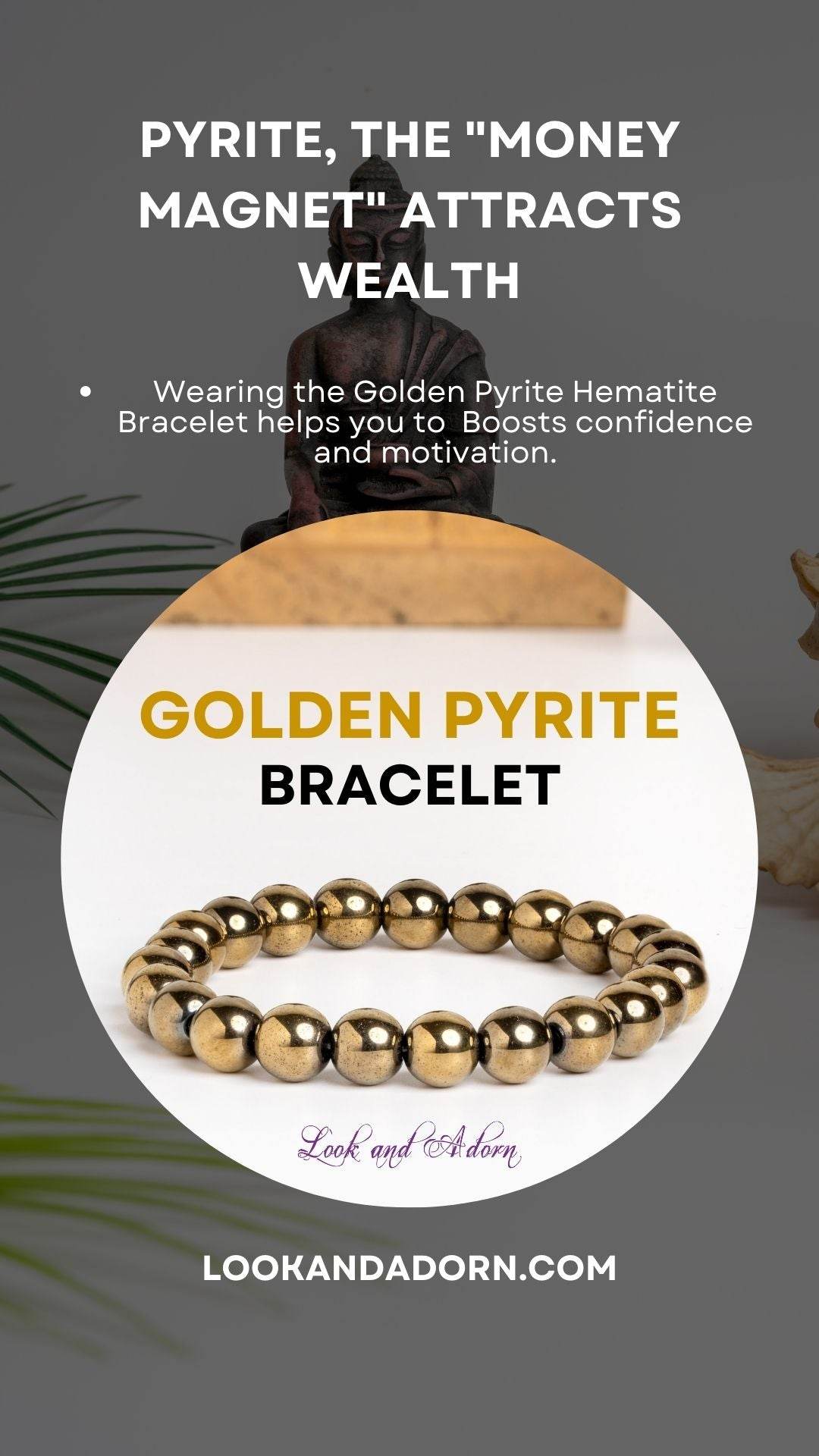 Golden Hematite Bracelet featuring pyrite beads to boost confidence and attract wealth