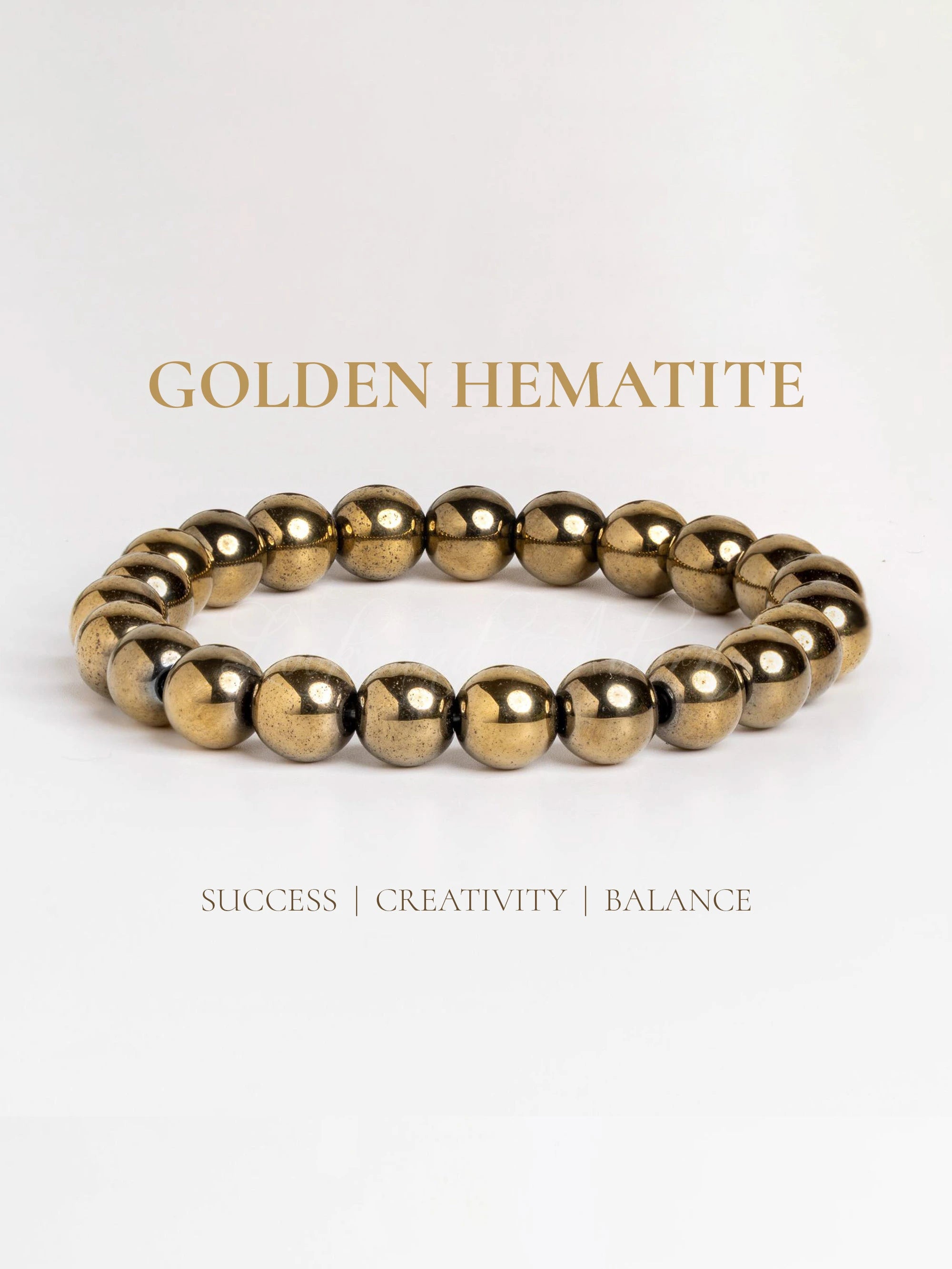 Golden Hematite Bracelet featuring polished beads promoting success, creativity, and balance