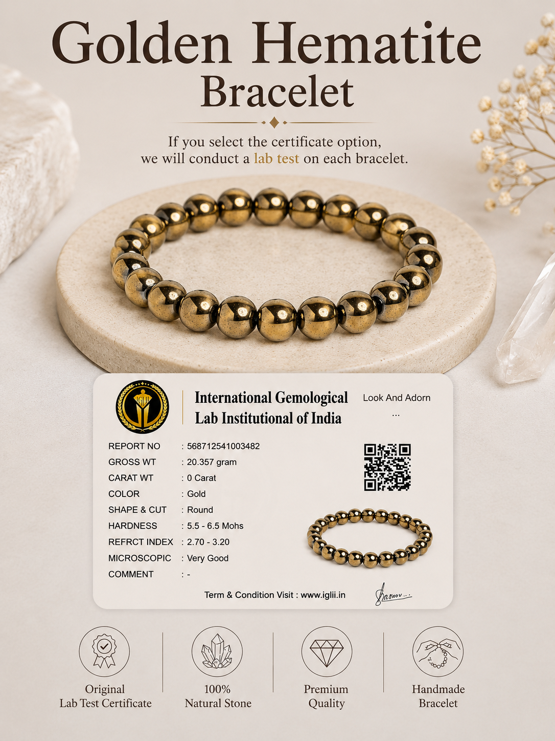 Golden Hematite Bracelet LOOK AND ADORN - designed for you