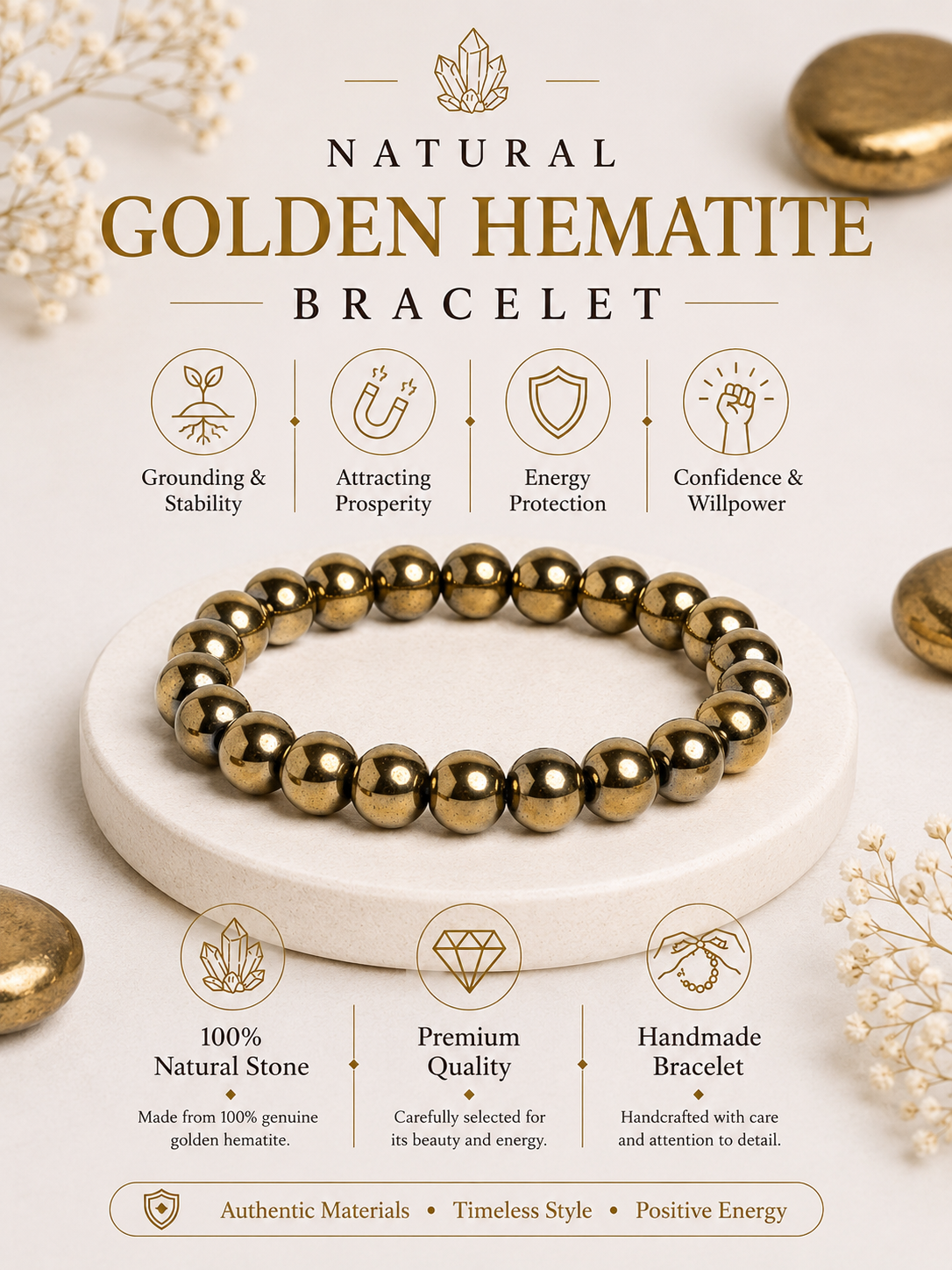 Golden Hematite Bracelet LOOK AND ADORN - designed for you