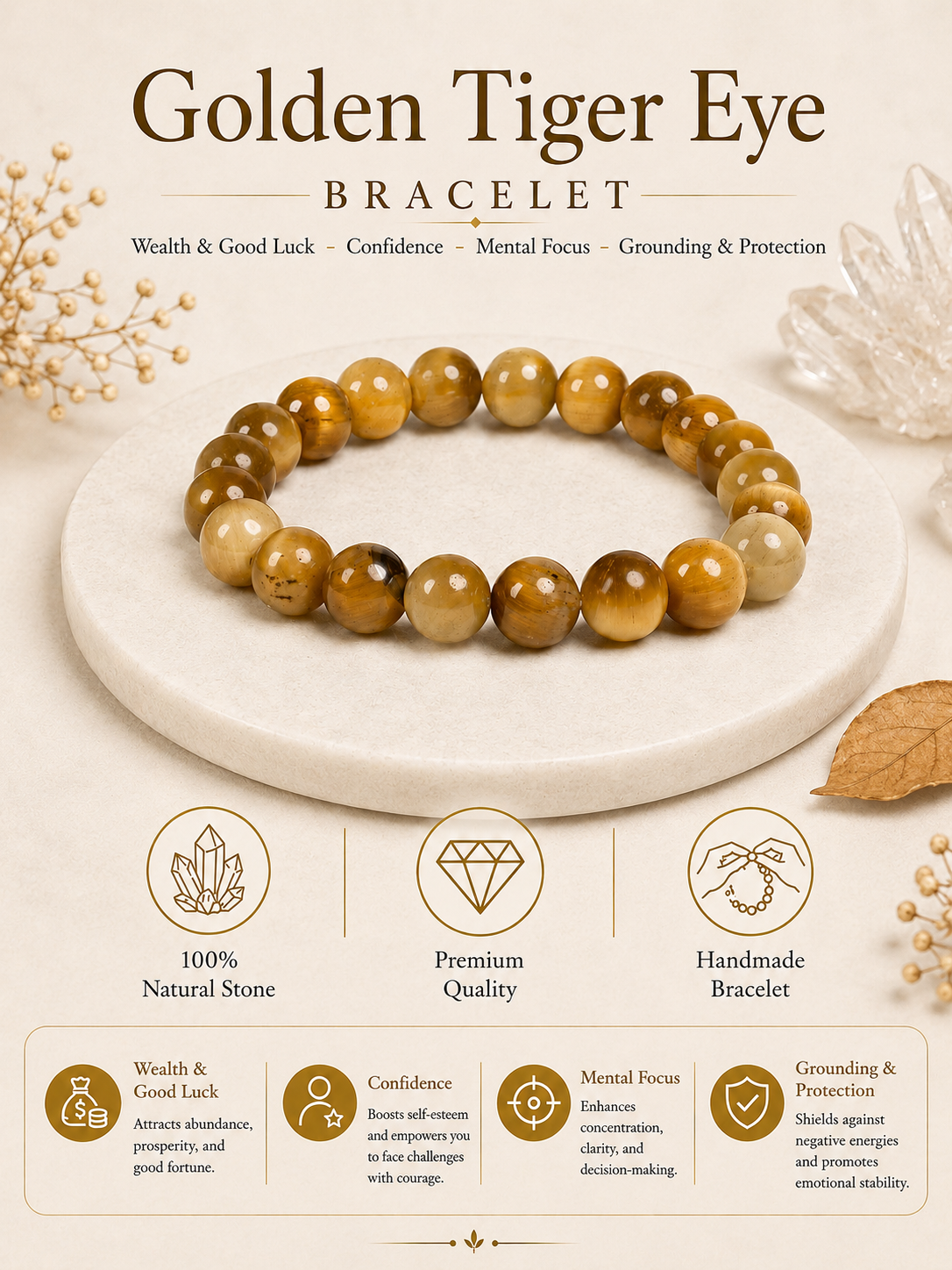 Golden Tiger Eye Bracelet LOOK AND ADORN - designed for you
