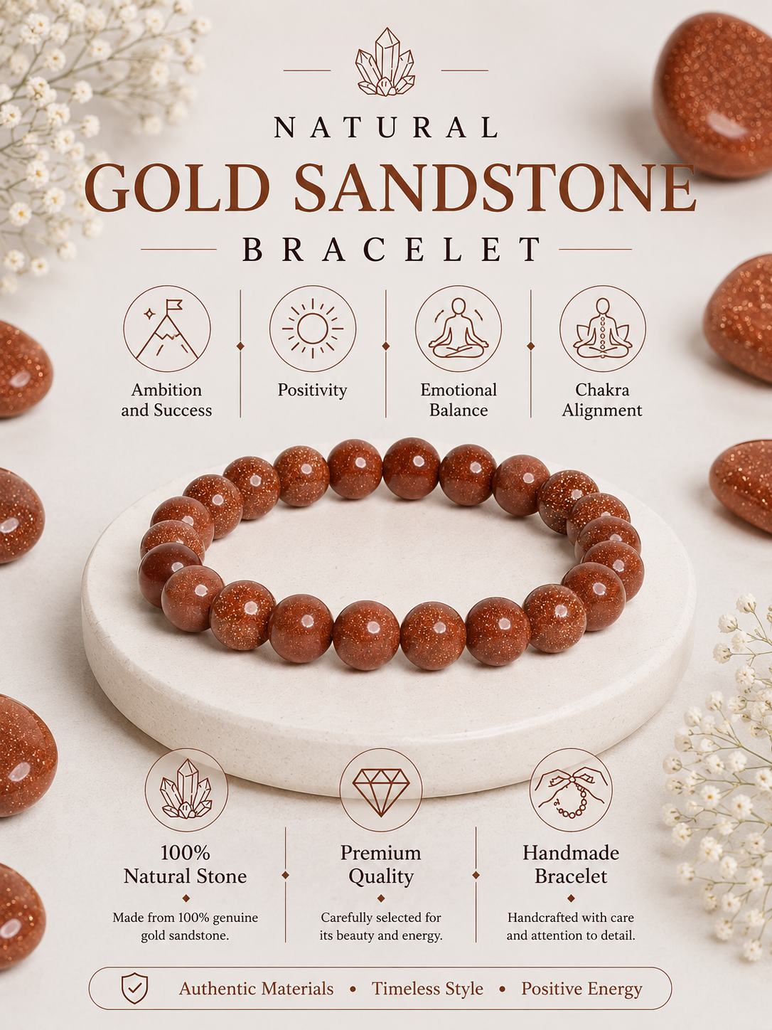 Gold Sandstone Bracelet LOOK AND ADORN - designed for you