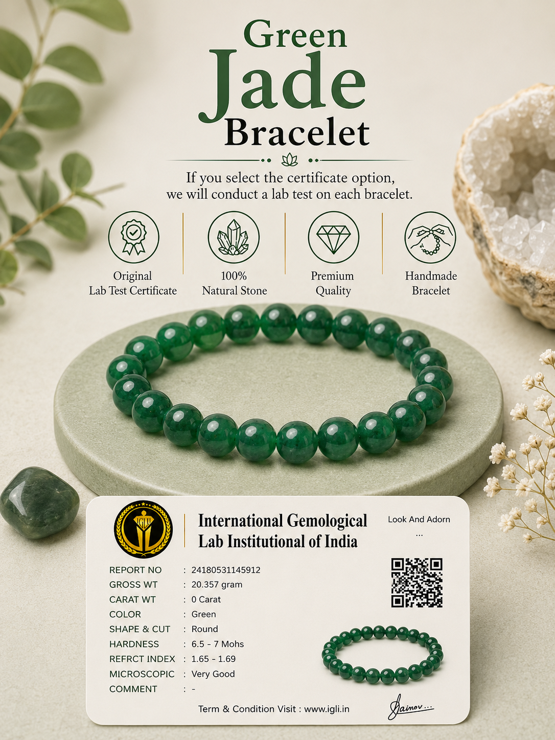 Green Jade Bracelet LOOK AND ADORN - designed for you