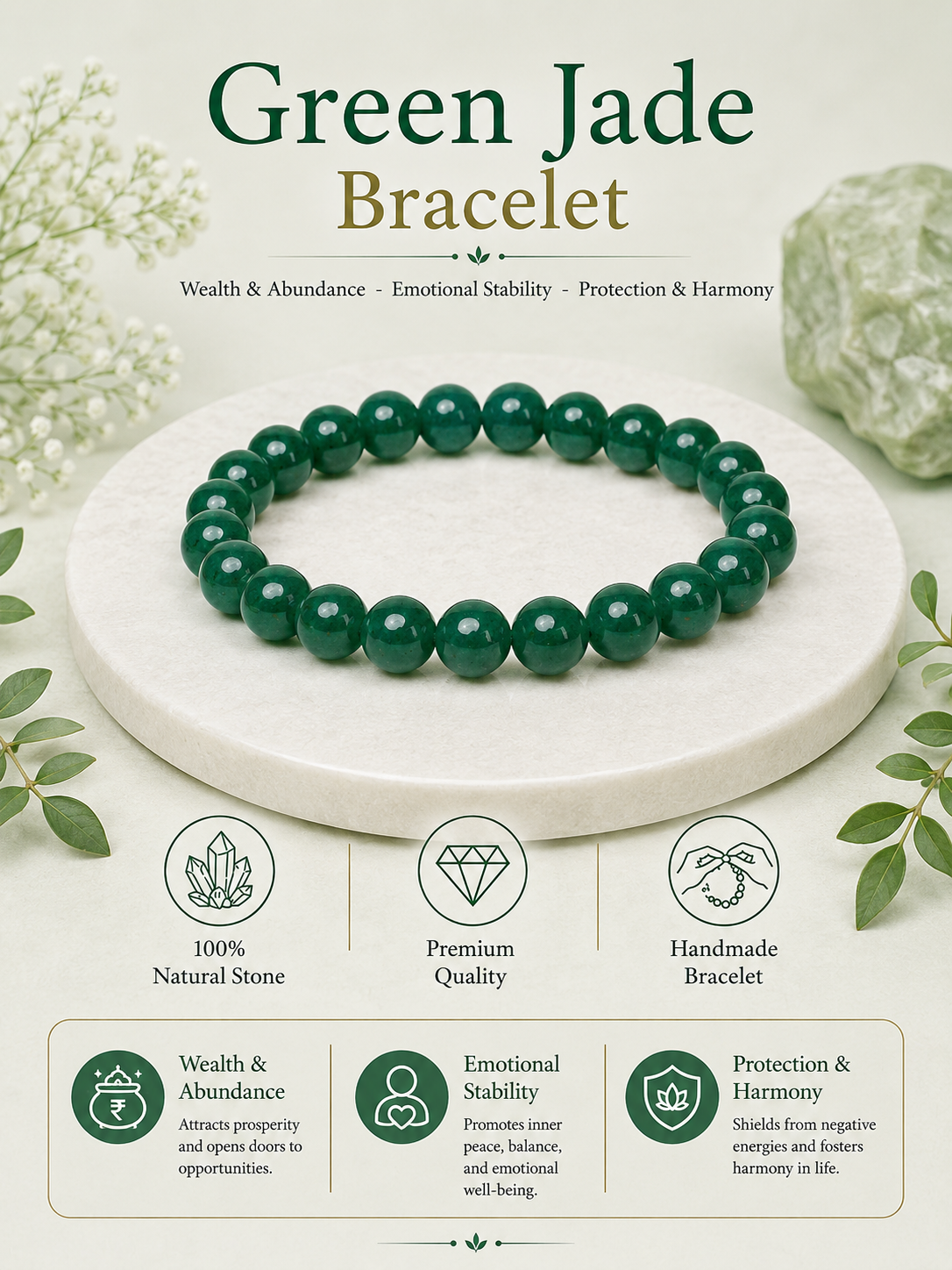 Green Jade Bracelet LOOK AND ADORN - designed for you