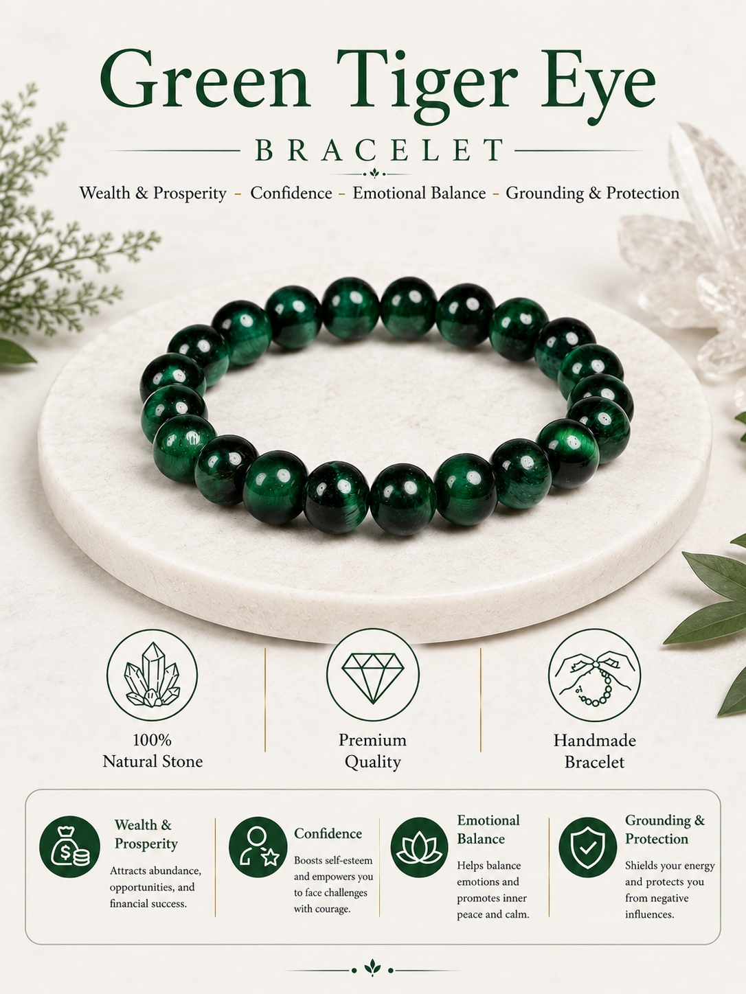 Green Tiger Eye Bracelet LOOK AND ADORN - designed for you