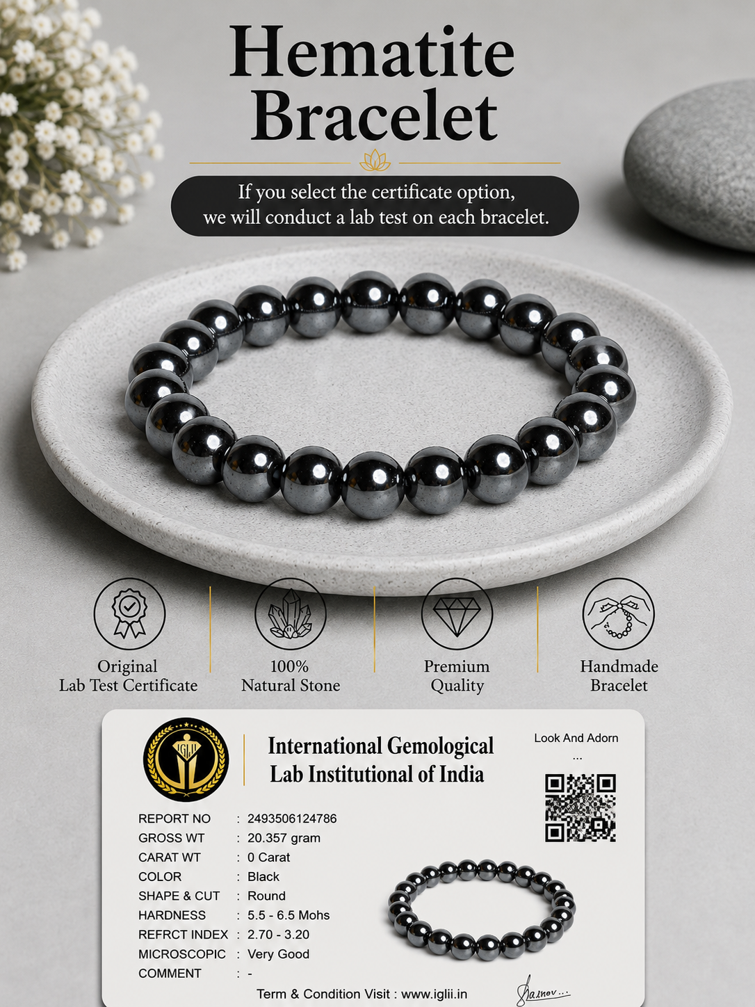 Hematite Bracelet LOOK AND ADORN - designed for you