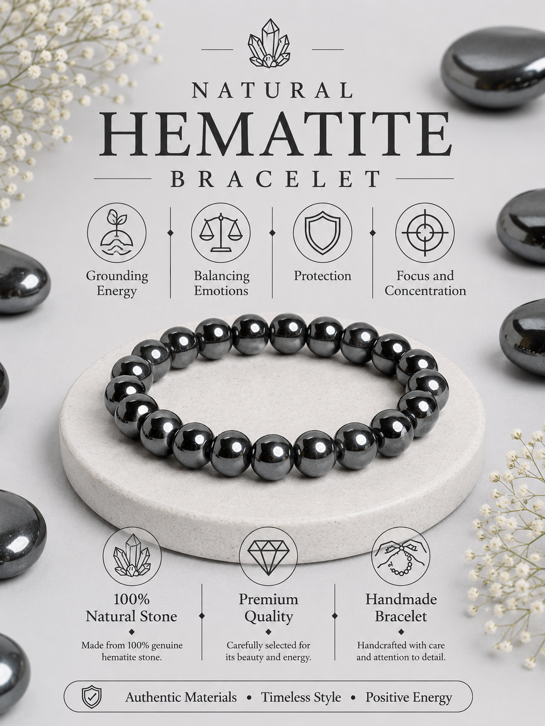 Hematite Bracelet LOOK AND ADORN - designed for you