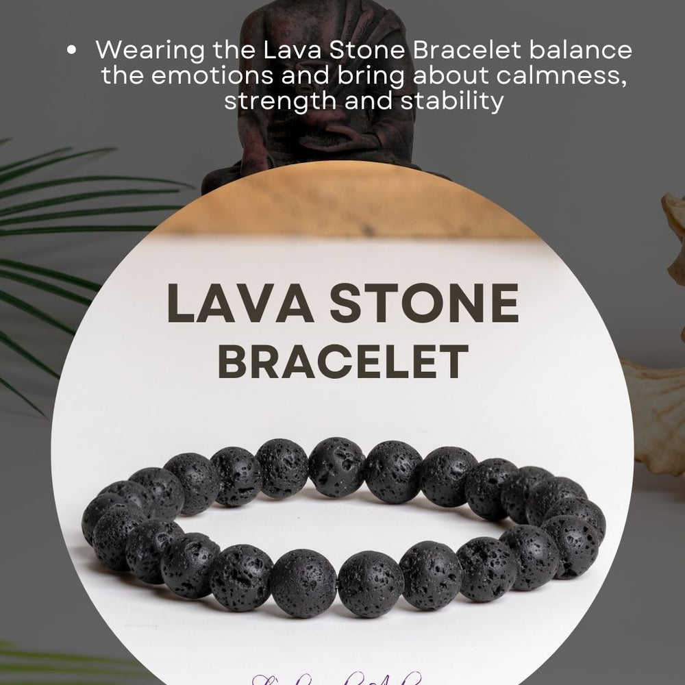 Lava stone bracelet by LOOK AND ADORN designed to promote emotional balance and stability