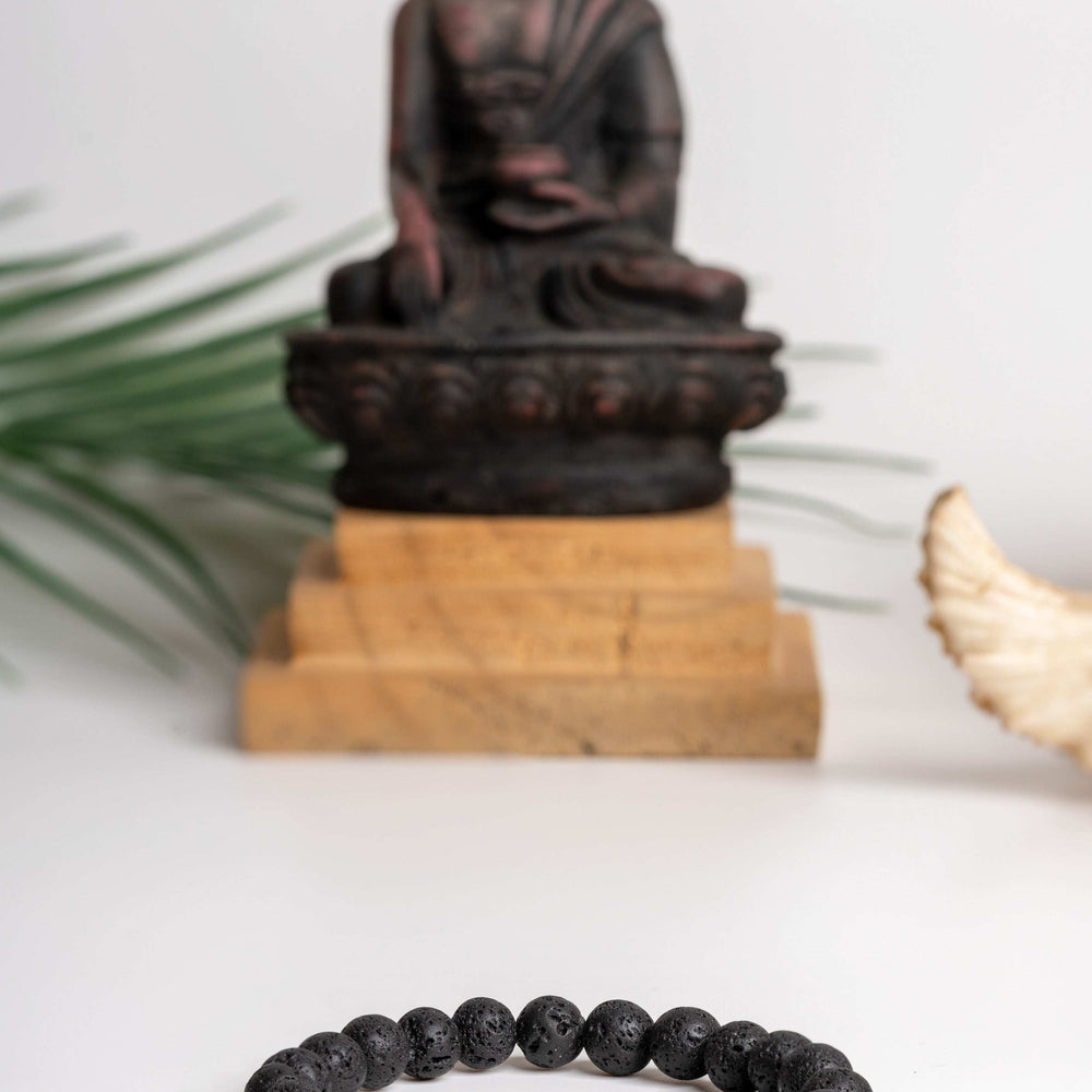 Lava stone bracelet from LOOK AND ADORN with natural volcanic beads, perfect for spiritual practice.