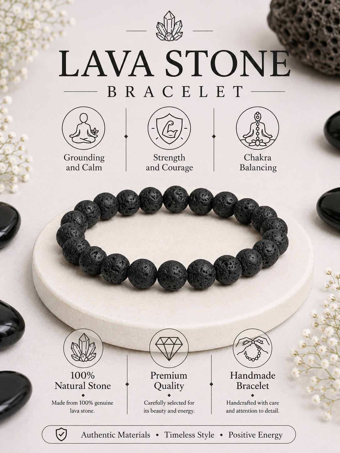 Lava Stone Bracelet LOOK AND ADORN - designed for you