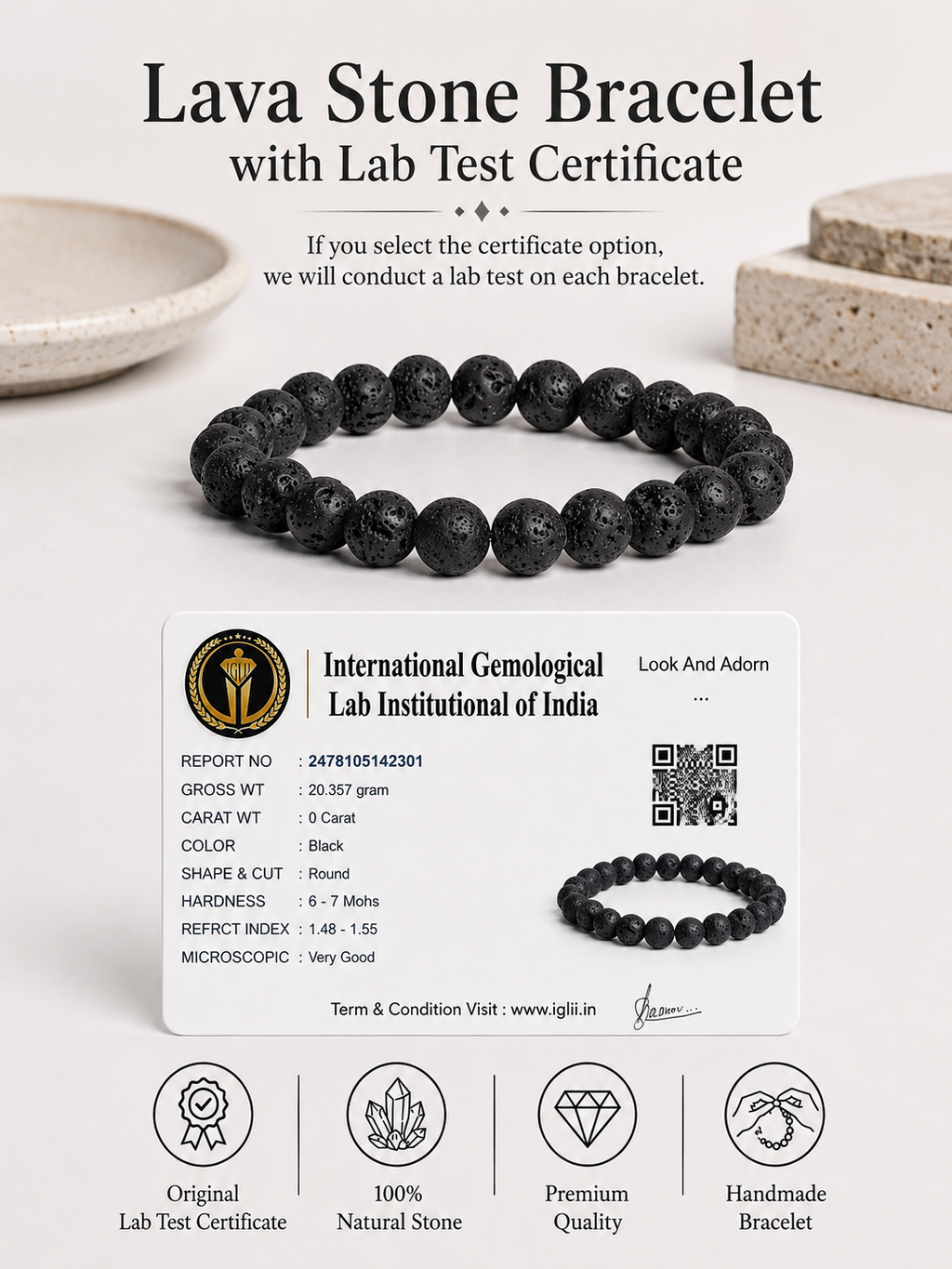 Lava Stone Bracelet LOOK AND ADORN - designed for you