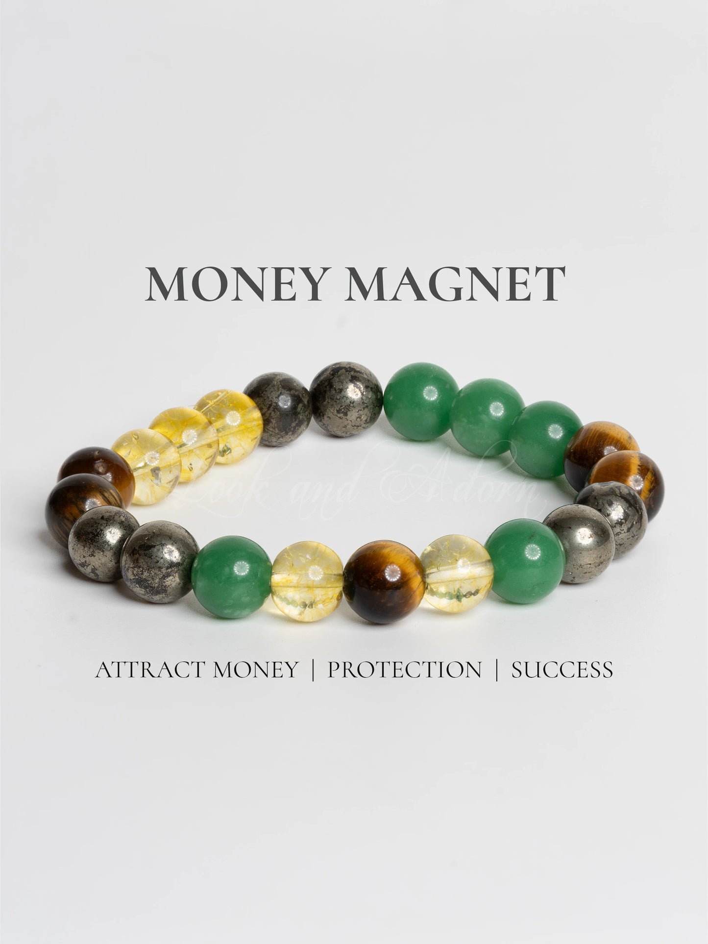 Astro-Gemstone Money Magnet Bracelet with Green and Yellow Beads for Attracting Prosperity