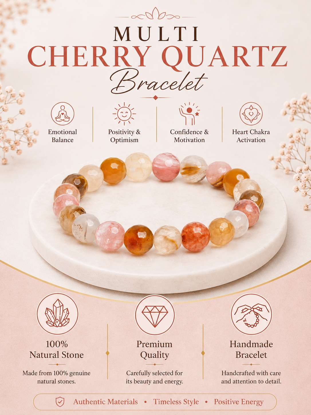 Multi Cherry Quartz Bracelet LOOK AND ADORN - designed for you