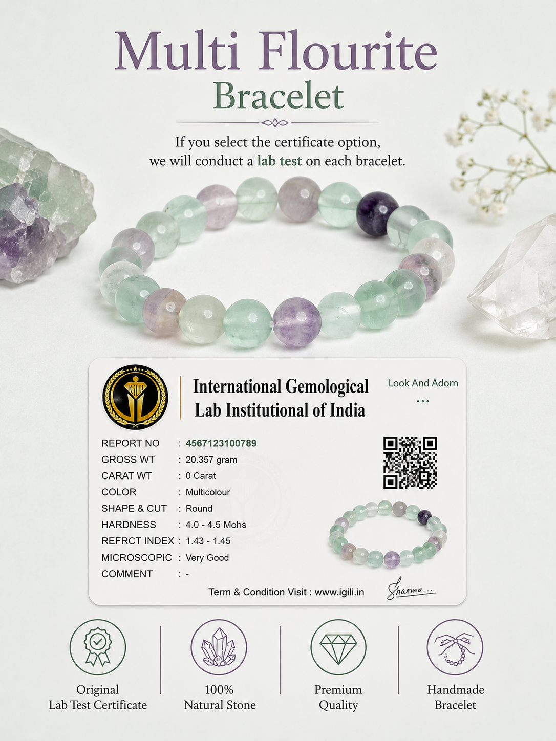 Multi Fluorite Bracelet LOOK AND ADORN - designed for you
