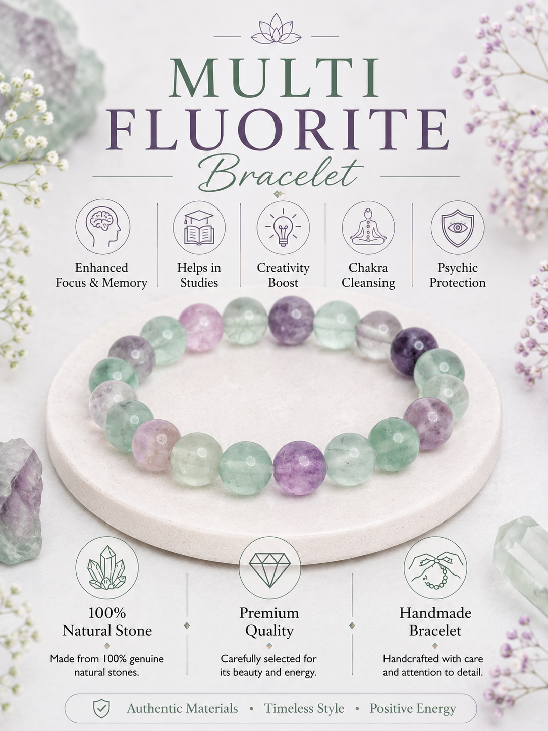 Multi Fluorite Bracelet LOOK AND ADORN - designed for you