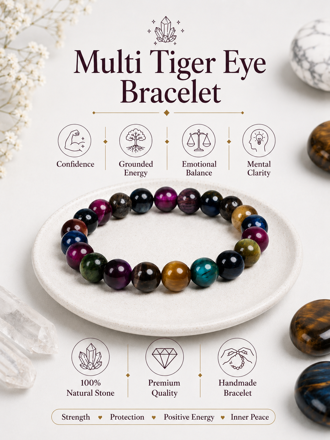 Multi Tiger Eye Bracelet LOOK AND ADORN - designed for you