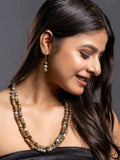 Handmade onyx necklace set with elegant design, featuring natural stones in gold and grey tones