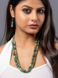 Multi-strand green onyx necklace set with matching earrings, handcrafted for unique elegance